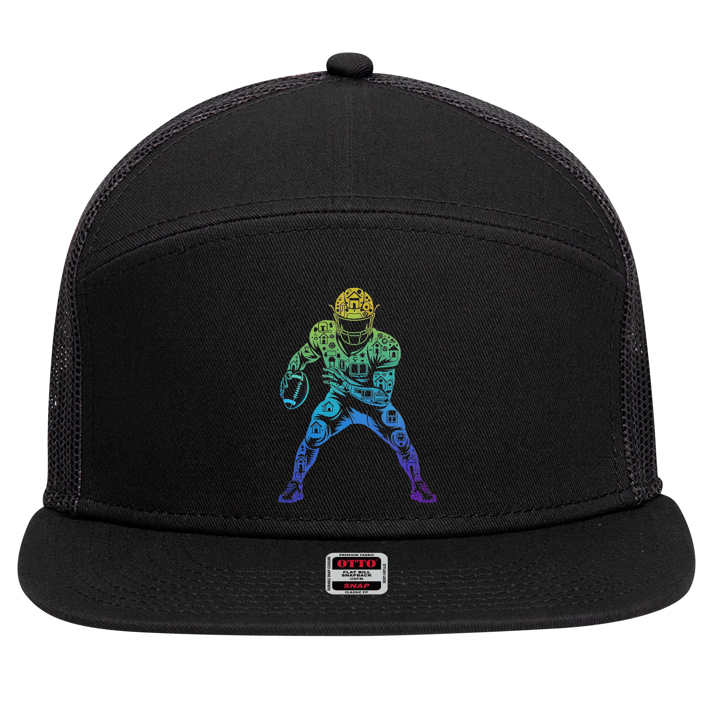 Football Apparel Center Player Coach Football 7 Panel Mesh Trucker Snapback Hat