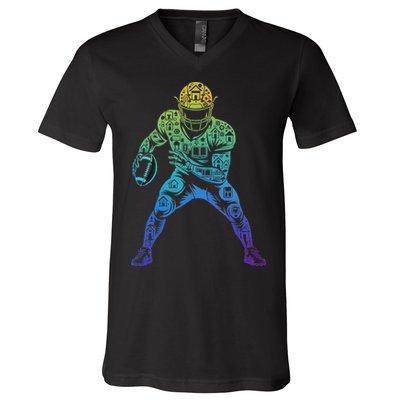 Football Apparel Center Player Coach Football V-Neck T-Shirt