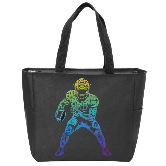 Football Apparel Center Player Coach Football Zip Tote Bag