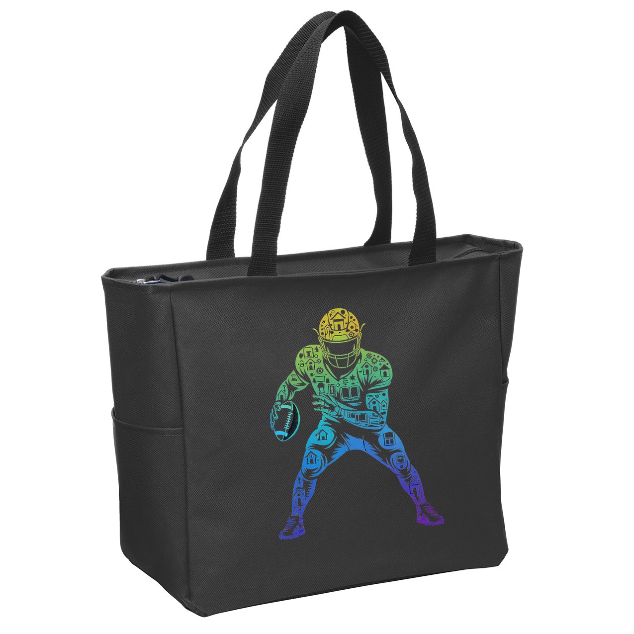 Football Apparel Center Player Coach Football Zip Tote Bag