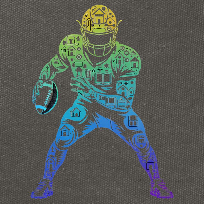 Football Apparel Center Player Coach Football Cotton Canvas Backpack