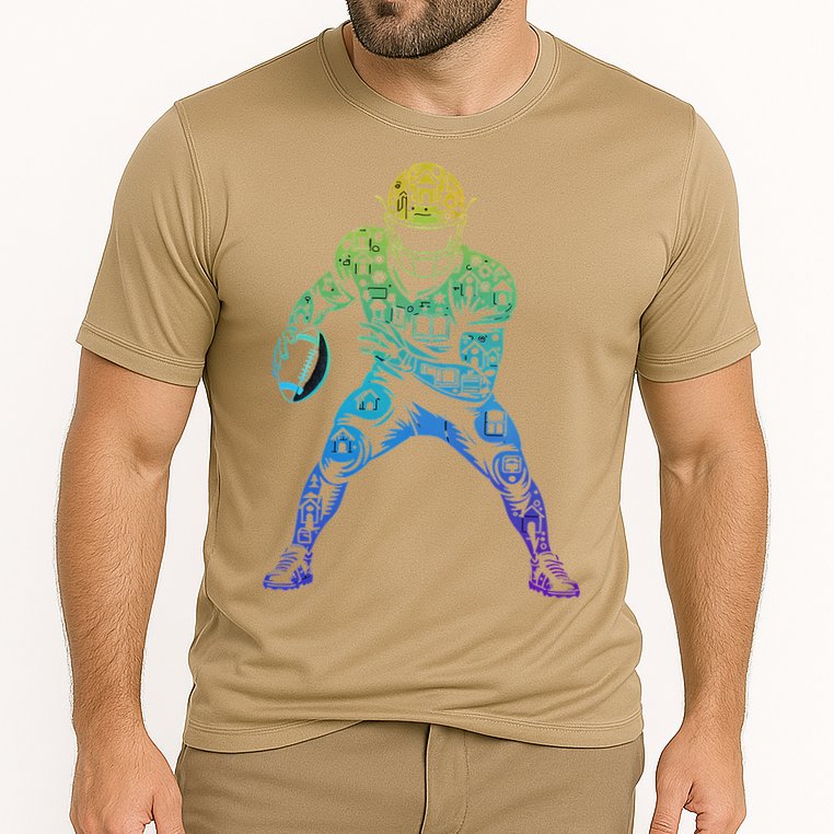 Football Apparel Center Player Coach Football Cooling Performance Crew T-Shirt
