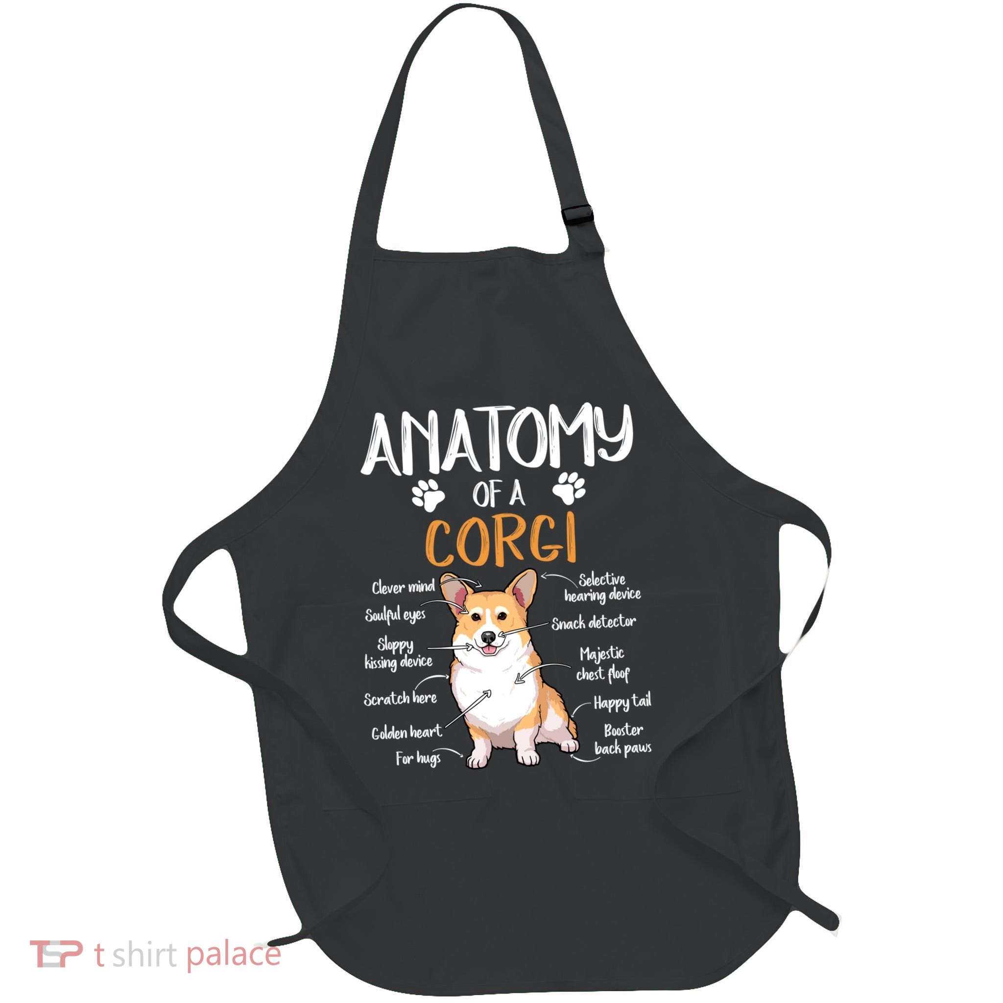 Funny Anatomy Corgi Dog Lover Gift Full-Length Apron With Pockets