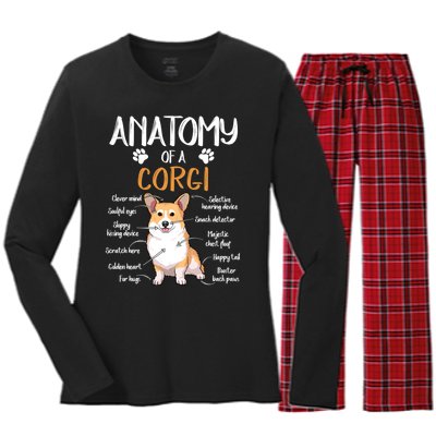 Funny Anatomy Corgi Dog Lover Gift Women's Long Sleeve Flannel Pajama Set 