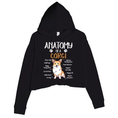 Funny Anatomy Corgi Dog Lover Gift Crop Fleece Hoodie