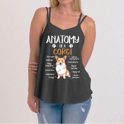 Funny Anatomy Corgi Dog Lover Gift Women's Strappy Tank