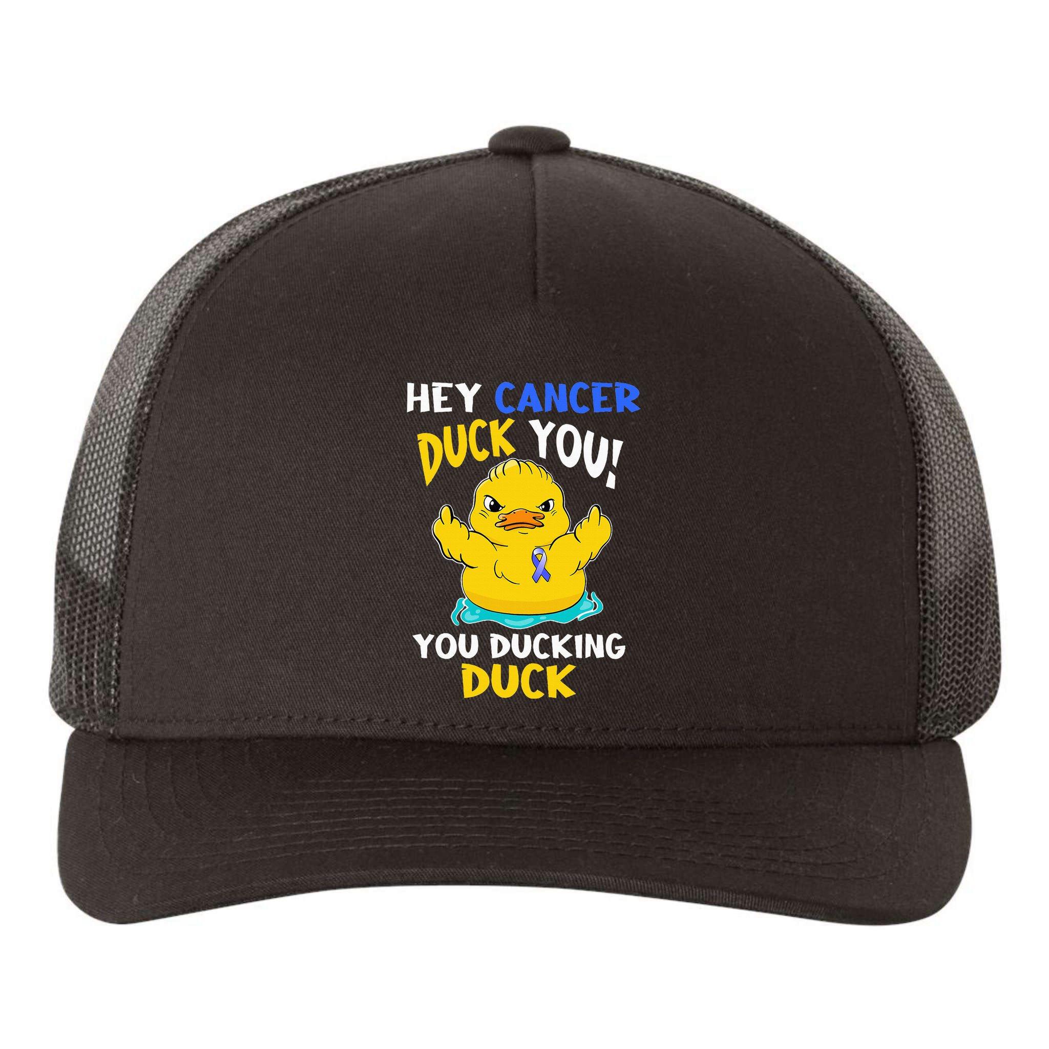 Fight Against Cancer Funny Duck Design Yupoong Adult 5-Panel Trucker Hat