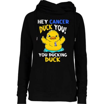 Fight Against Cancer Funny Duck Design Womens Funnel Neck Pullover Hood