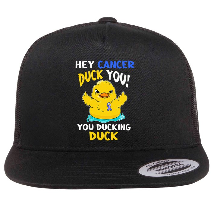 Fight Against Cancer Funny Duck Design Flat Bill Trucker Hat