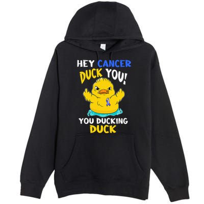 Fight Against Cancer Funny Duck Design Premium Pullover Hoodie