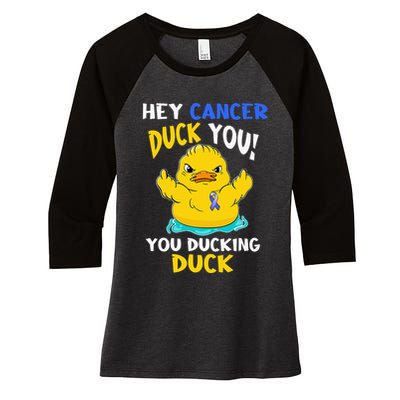 Fight Against Cancer Funny Duck Design Women's Tri-Blend 3/4-Sleeve Raglan Shirt