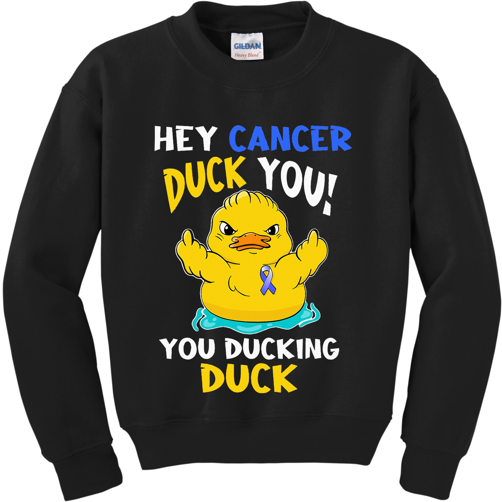 Fight Against Cancer Funny Duck Design Kids Sweatshirt