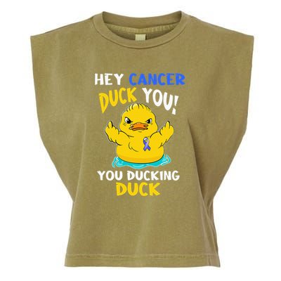 Fight Against Cancer Funny Duck Design Garment-Dyed Women's Muscle Tee