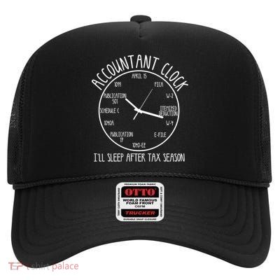 Funny Accountant Clock Gift For Cpa Accounting Men Women Cool Gift High Crown Mesh Back Trucker Hat