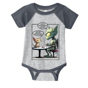 Funny Alien Cat Earth Invasion Cat Joke Cartoon Design Infant Baby Jersey Bodysuit