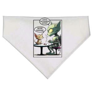 Funny Alien Cat Earth Invasion Cat Joke Cartoon Design USA-Made Doggie Bandana