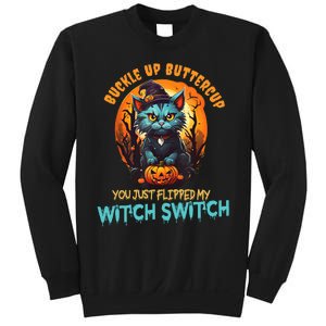 Funny Angry Cat Witch Buckle Up Buttercup Halloween Sweatshirt