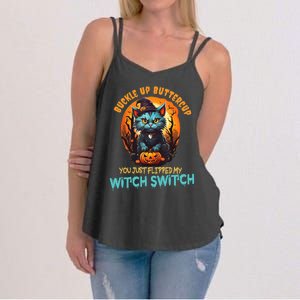 Funny Angry Cat Witch Buckle Up Buttercup Halloween Women's Strappy Tank