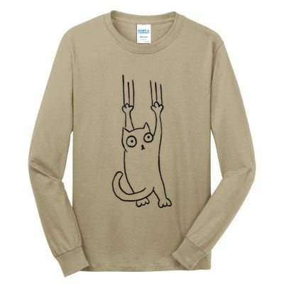Funny Annoying Cat Comedy Streetwear Minimalist Steetart Tall Long Sleeve T-Shirt