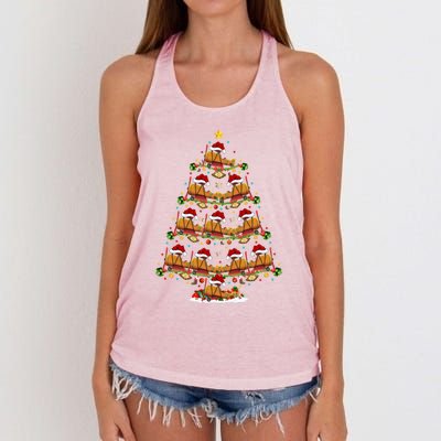 Funny Airplane Christmas Tree Lights Santa Airplane Xmas Gift Women's Knotted Racerback Tank