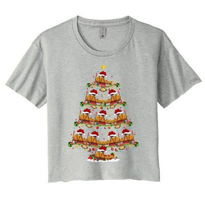 Funny Airplane Christmas Tree Lights Santa Airplane Xmas Gift Women's Crop Top Tee