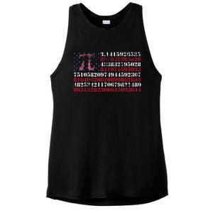 Funny and cool school teacher American flag Pi day Ladies PosiCharge Tri-Blend Wicking Tank