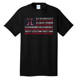 Funny and cool school teacher American flag Pi day Tall T-Shirt