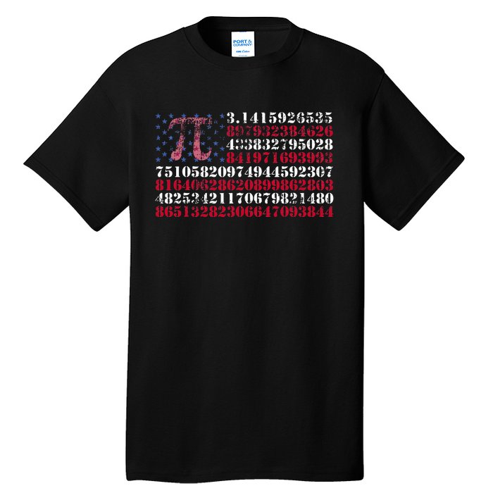 Funny and cool school teacher American flag Pi day Tall T-Shirt