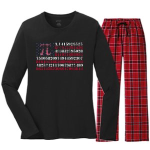 Funny and cool school teacher American flag Pi day Women's Long Sleeve Flannel Pajama Set 