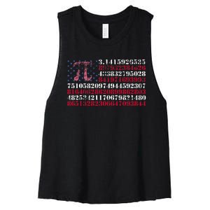 Funny and cool school teacher American flag Pi day Women's Racerback Cropped Tank