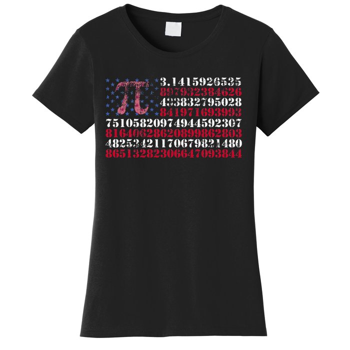 Funny and cool school teacher American flag Pi day Women's T-Shirt