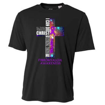 Fibromyalgia Awareness Christmas Gift Cooling Performance Crew T-Shirt