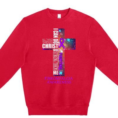 Fibromyalgia Awareness Christmas Gift Premium Crewneck Sweatshirt