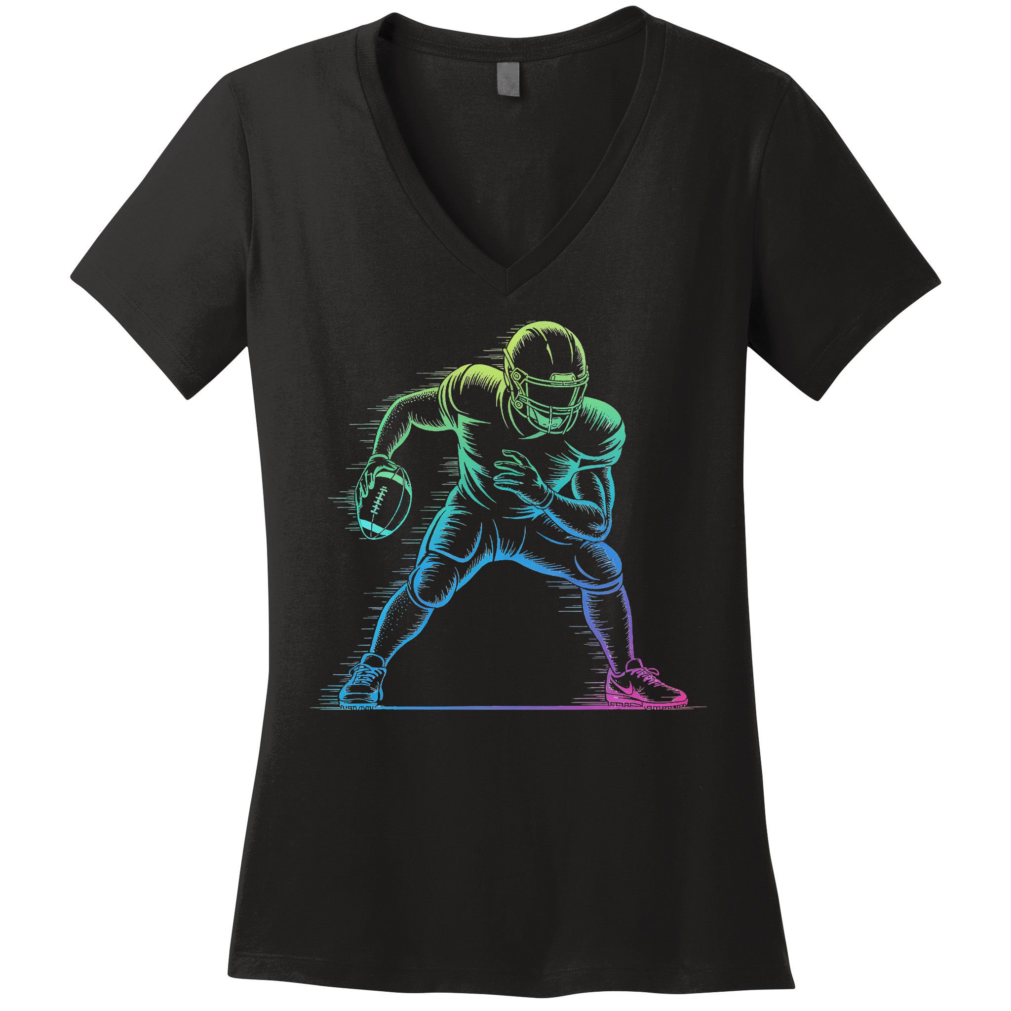 Football Apparel Center Player Coach Football Women's V-Neck T-Shirt