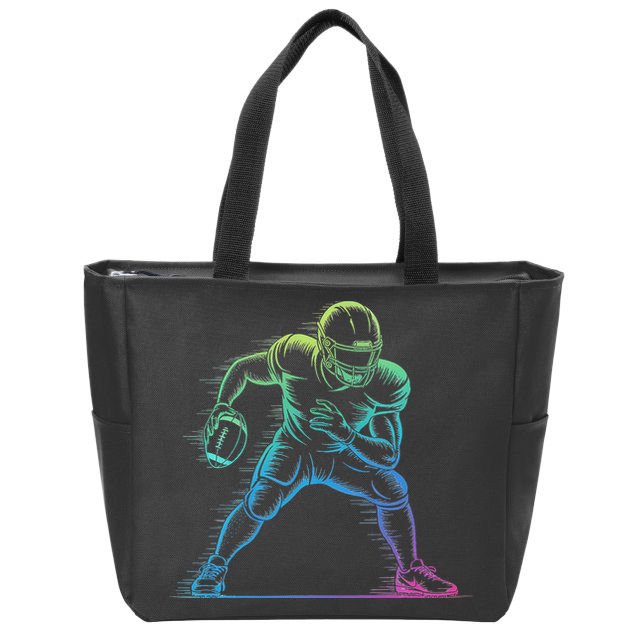 Football Apparel Center Player Coach Football Zip Tote Bag