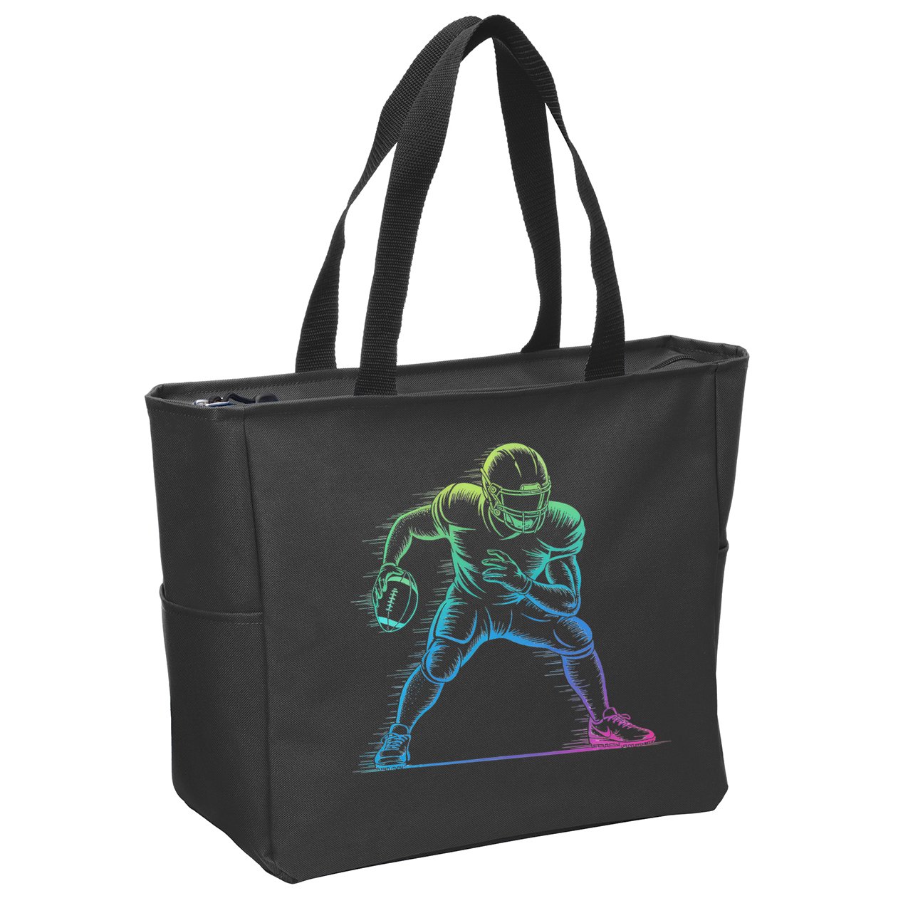 Football Apparel Center Player Coach Football Zip Tote Bag