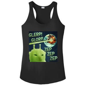 Funny Alien Cat Meme Glerp Glorp Zep Zep Ladies PosiCharge Competitor Racerback Tank