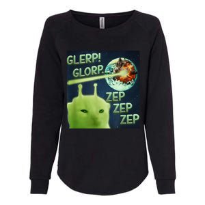 Funny Alien Cat Meme Glerp Glorp Zep Zep Womens California Wash Sweatshirt