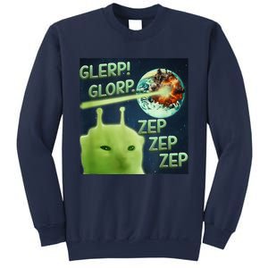 Funny Alien Cat Meme Glerp Glorp Zep Zep Sweatshirt