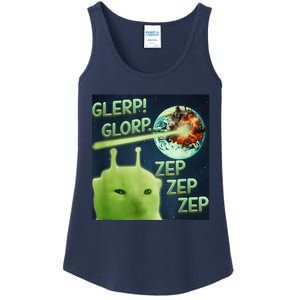 Funny Alien Cat Meme Glerp Glorp Zep Zep Ladies Essential Tank