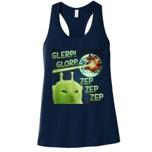 Funny Alien Cat Meme Glerp Glorp Zep Zep Women's Racerback Tank