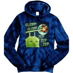 Funny Alien Cat Meme Glerp Glorp Zep Zep Tie Dye Hoodie