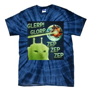 Funny Alien Cat Meme Glerp Glorp Zep Zep Tie-Dye T-Shirt