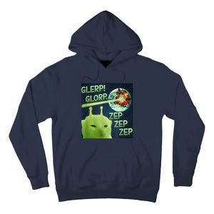 Funny Alien Cat Meme Glerp Glorp Zep Zep Tall Hoodie