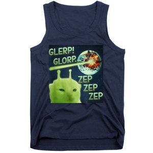 Funny Alien Cat Meme Glerp Glorp Zep Zep Tank Top