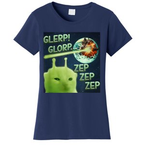 Funny Alien Cat Meme Glerp Glorp Zep Zep Women's T-Shirt