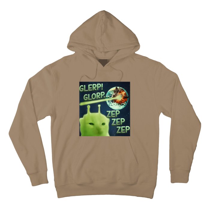 Funny Alien Cat Meme Glerp Glorp Zep Zep Hoodie