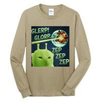 Funny Alien Cat Meme Glerp Glorp Zep Zep Tall Long Sleeve T-Shirt