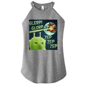 Funny Alien Cat Meme Glerp Glorp Zep Zep Women's Perfect Tri Rocker Tank