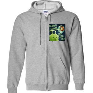 Funny Alien Cat Meme Glerp Glorp Zep Zep Full Zip Hoodie